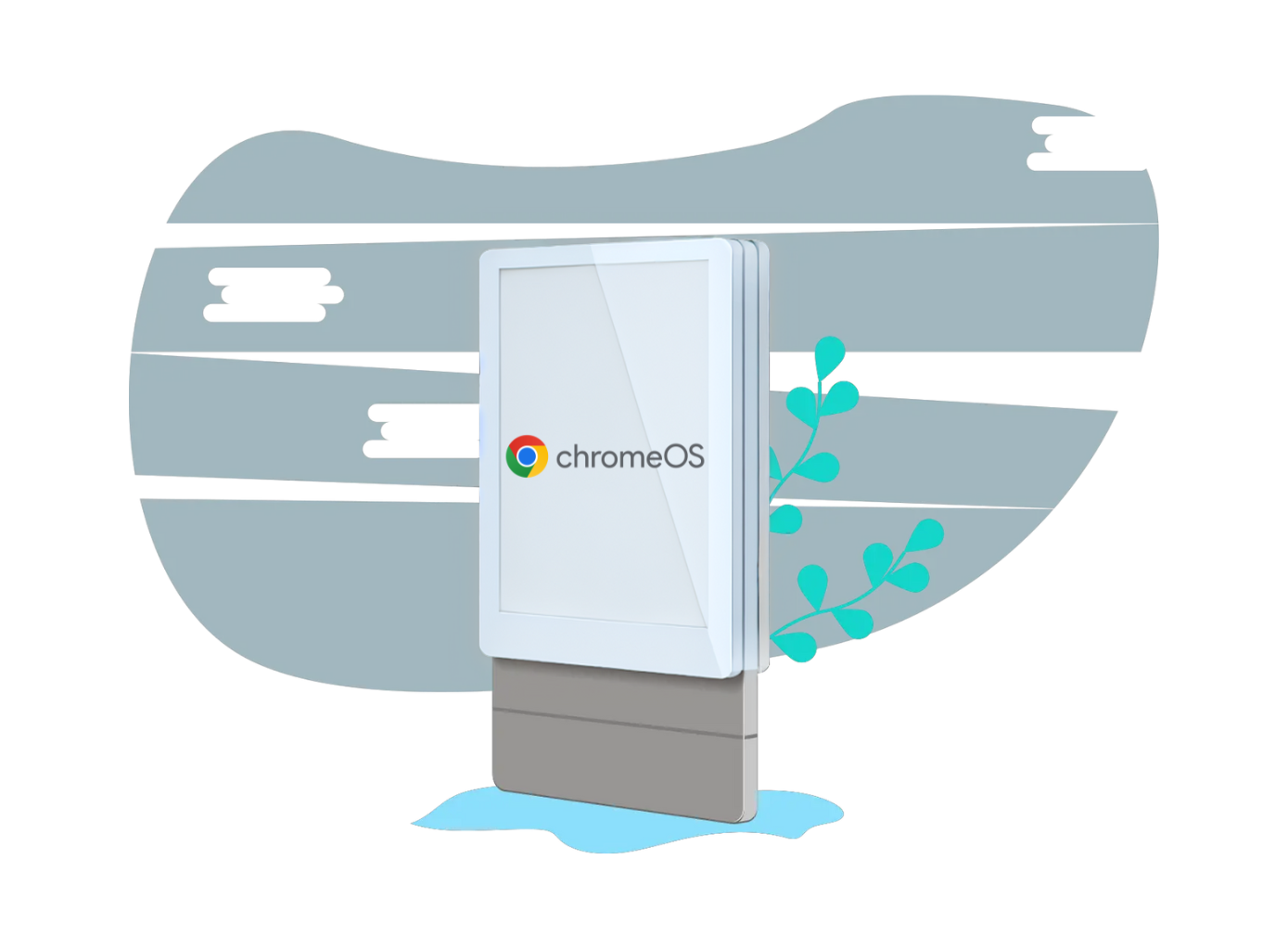 A digital display showing the ChromeOS logo