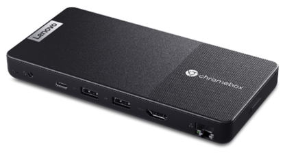 Image of a Lenovo Chromebox, designed for digital signage and kiosk applications