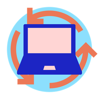 Image of a laptop with arrows circling around it to represent device repurposing