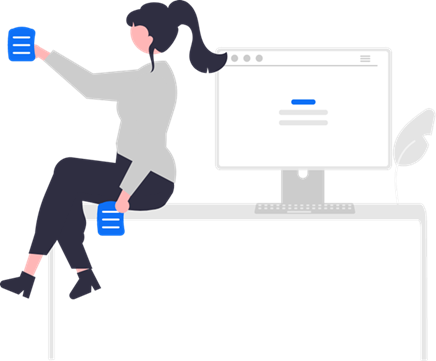 Icon of a person sitting in front of a computer to represent remote device management