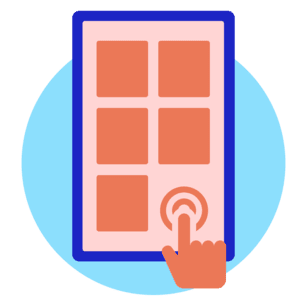 Graphic of an interactive digital signage display used in a retail environment