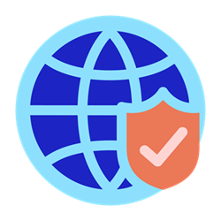 Image of a globe with a shield in front of it to represent digital signage cybersecurity