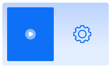 Image of a video play button and cog to represent digital signage player software