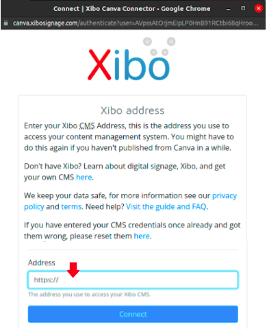 Webpage  Xibo Digital Signage